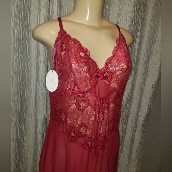 Lingerie Sleepwear burgundy lace and mesh nwt size 18W - Picture 10 of 14